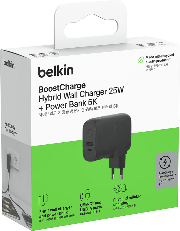 Мережевий зарядний пристрій Belkin Boost Up Charge 25W + PowerBank 5000mAh Black (BPZ003BT1MBK-B6)