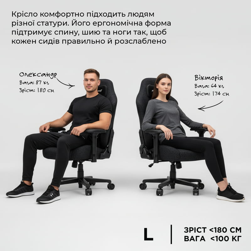 Крісло для геймерів Anda Seat Phantom 3 Size L Grey (AD18Y-06-G-F)