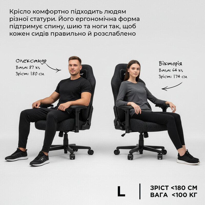 Кресло для геймеров Anda Seat Phantom 3 Size L Grey (AD18Y-06-G-F)