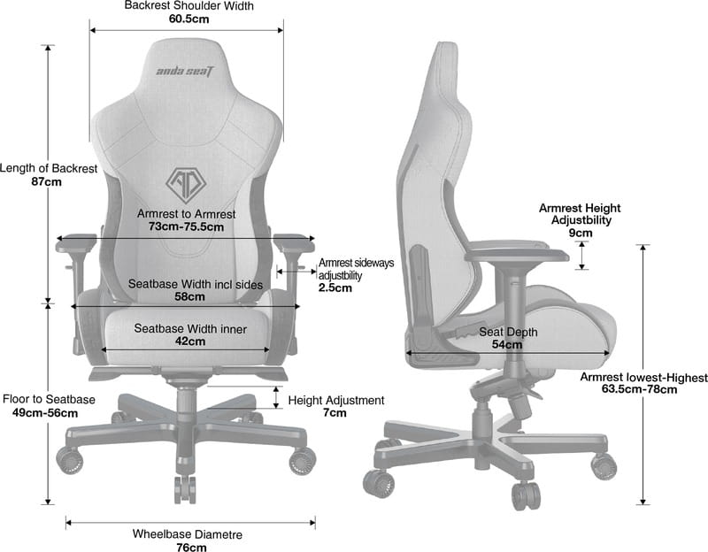 Крісло для геймерів Anda Seat T-Pro 2 Size XL Gray/Black (AD12XLLA-01-GB-F)