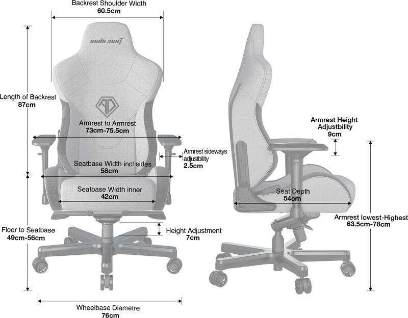 Кресло для геймеров Anda Seat T-Pro 2 Size XL Linen Grey/Black (AD12XLLA-01-GB-F)