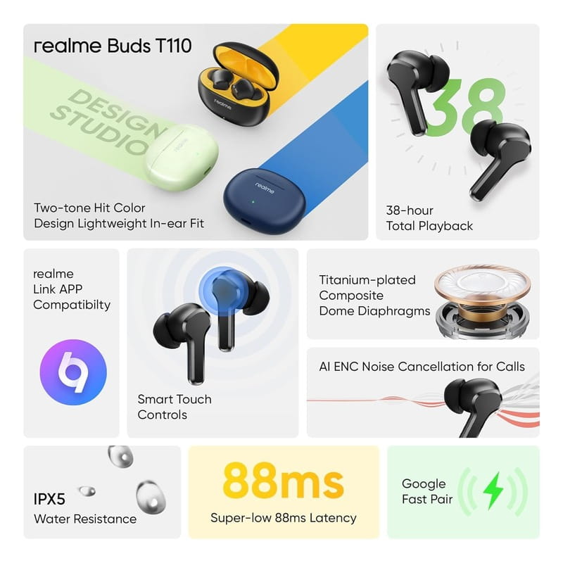 Bluetooth-гарнитура Realme Buds T110 Black