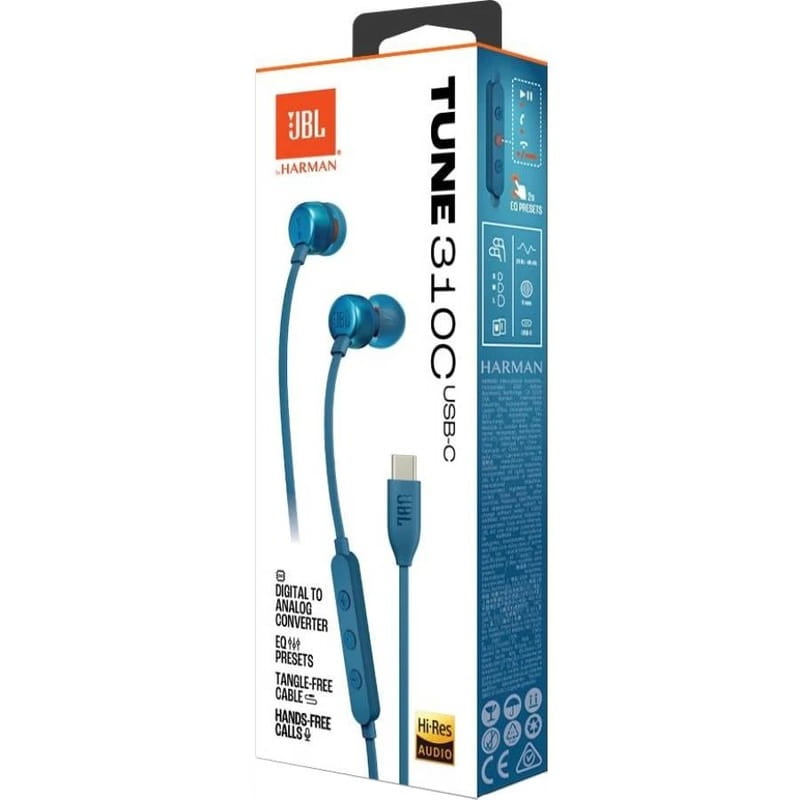 Гарнитура JBL Tune 310C Blue (JBLT310CBLU)