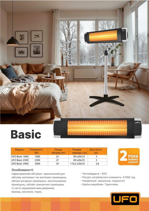 Инфракрасный обогреватель UFO Basic 1800 YU18ЕN + подставка SEHPA/UFO