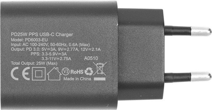 Мережевий зарядний пристрій Choetech USB Type-C 25W PD+PPS Black (PD6003)