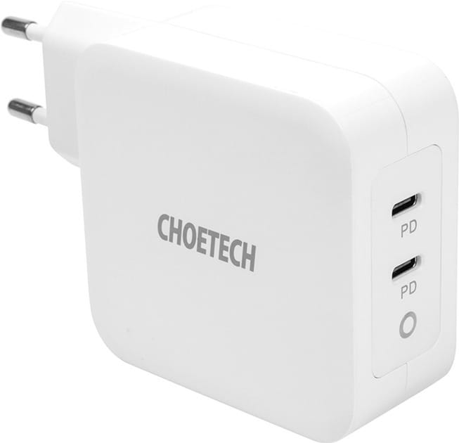 Сетевое зарядное устройство Choetech GaN 2хUSB Type-C PD100W White (PD6008)