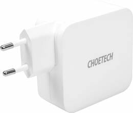Мережевий зарядний пристрій Choetech GaN 2хUSB Type-C PD100W White (PD6008)