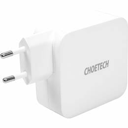 Мережевий зарядний пристрій Choetech GaN 2хUSB Type-C PD100W White (PD6008)