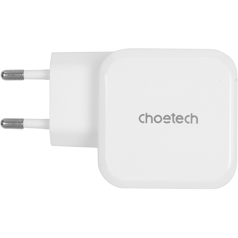 Сетевое зарядное устройство Choetech GaN USB Type-C 45W PD 3.0 QC 3.0 PPS White (PD8007)