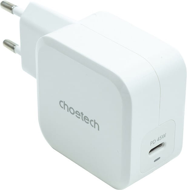Сетевое зарядное устройство Choetech GaN USB Type-C 45W PD 3.0 QC 3.0 PPS White (PD8007)