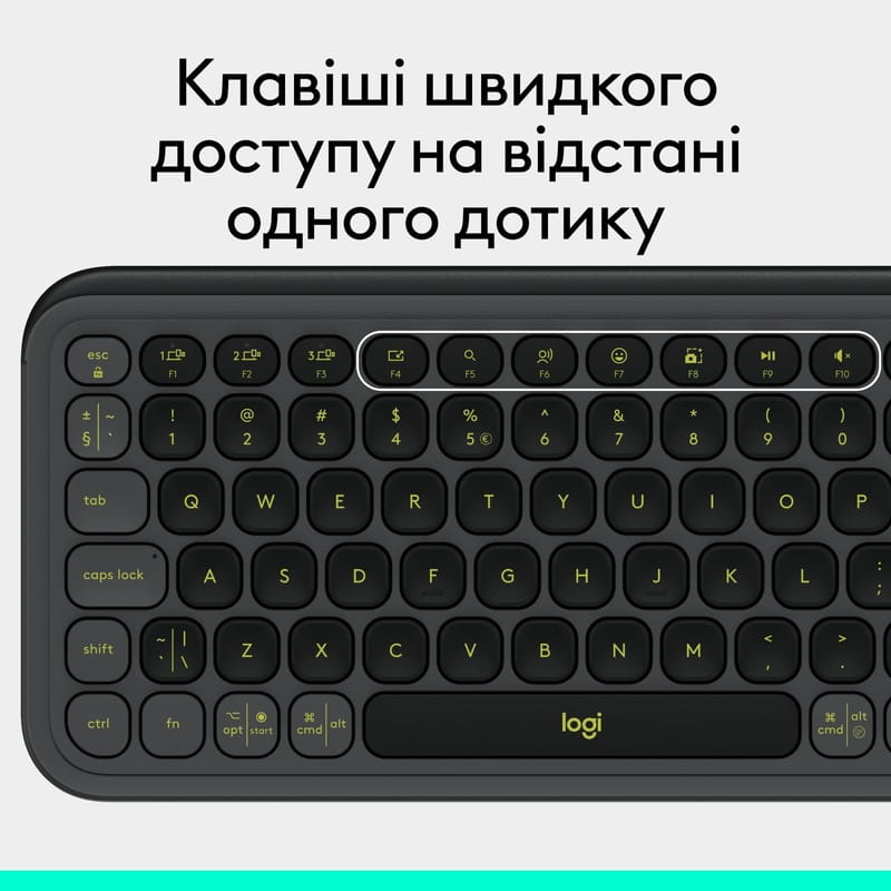 Клавiатура бездротова Logitech Pop Icon Keys Graphite (920-013157)