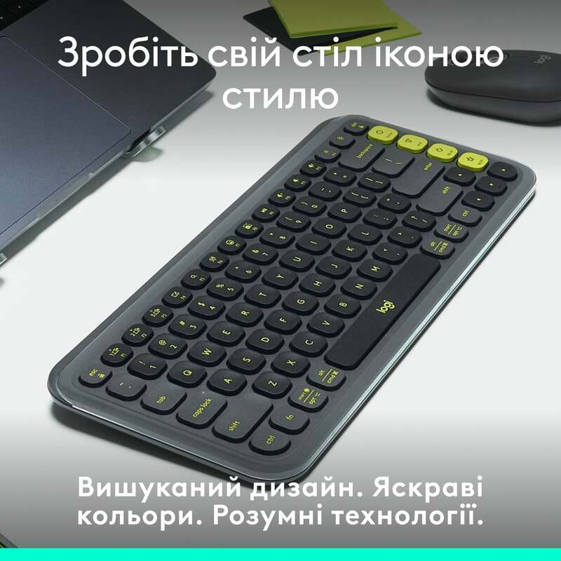 Клавiатура бездротова Logitech Pop Icon Keys Graphite (920-013157)