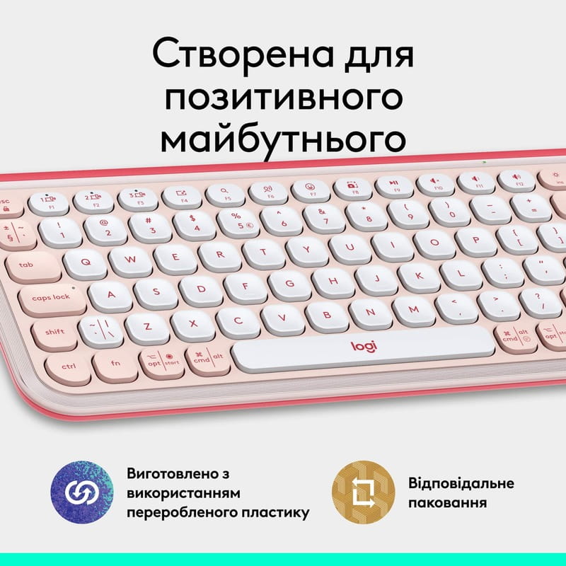 Клавiатура бездротова Logitech Pop Icon Keys Rose (920-013073)