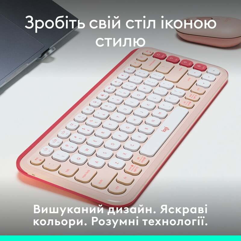 Клавiатура бездротова Logitech Pop Icon Keys Rose (920-013073)