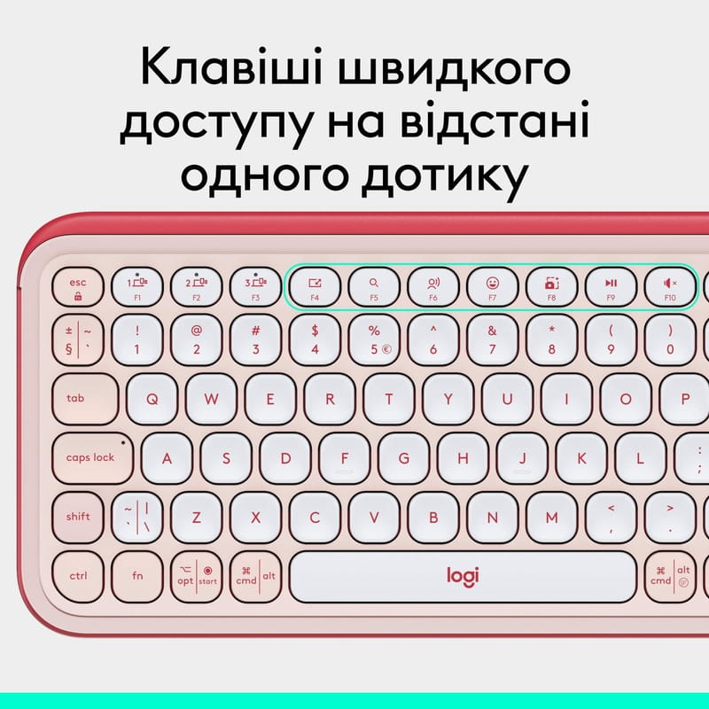 Клавiатура бездротова Logitech Pop Icon Keys Rose (920-013073)