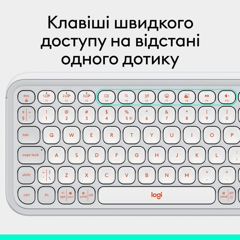 Клавиатура беспроводная Logitech Pop Icon Keys Off White (920-013072)