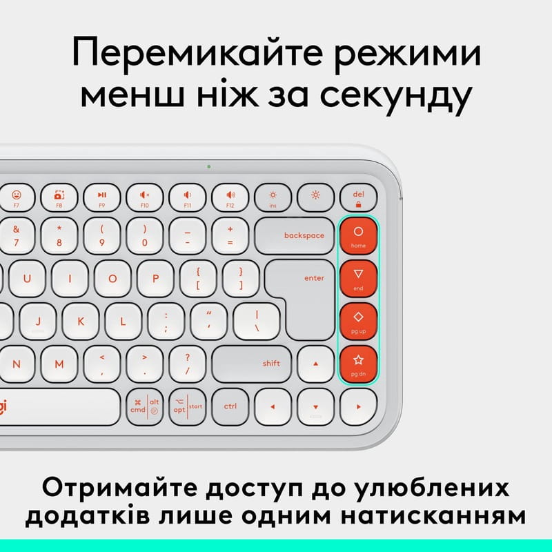 Клавiатура бездротова Logitech Pop Icon Keys Off White (920-013072)