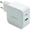 Фото - Мережевий зарядний пристрій Choetech USB Type-C, USB Type-A 65W PD 3.0 QC 3.0 White (PD8002) | click.ua