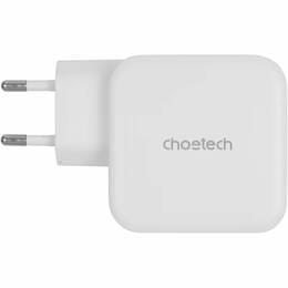 Сетевое зарядное устройство Choetech GaN USB Type-C, USB Type-A 65W PD 3.0 QC 3.0 White (PD8002)