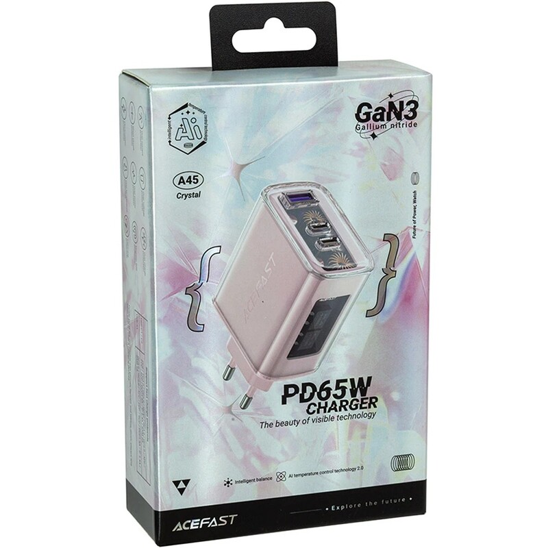 Мережевий зарядний пристрій Acefast GaN 2хUSB Type-C, USB Type-A 65W PD 3.0 QC 4.0 (A45)