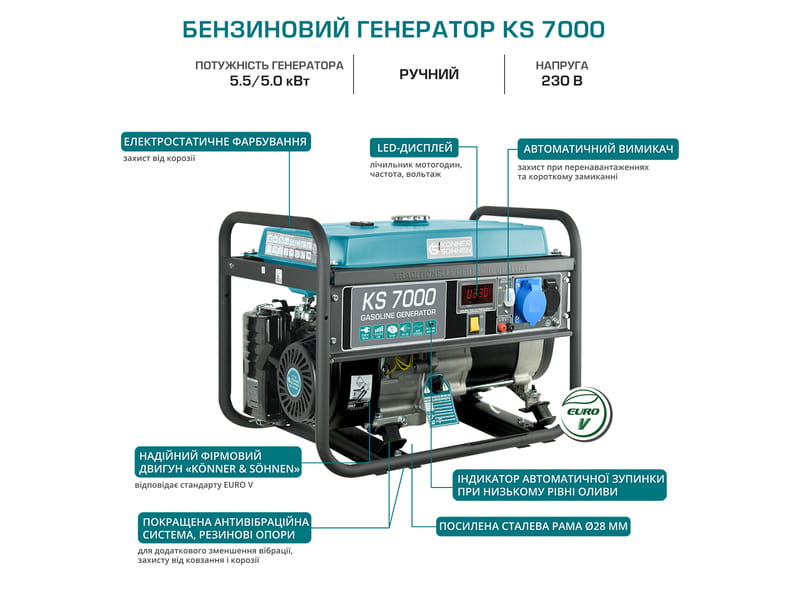 Генератор бензиновый Konner&Sohnen KS 7000