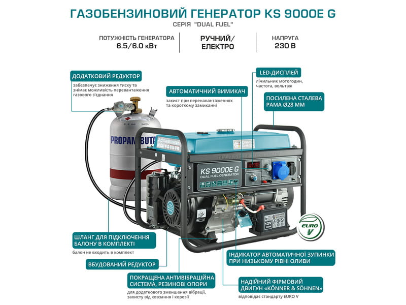 Генератор газобензиновий Konner&Sohnen KS 9000E G