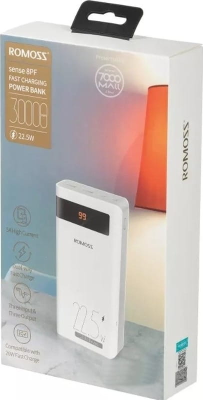 Универсальная мобильная батарея Romoss Sense8PF 30000mAh White (PHP30-852-1735H)
