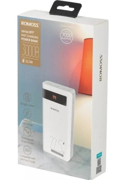 Универсальная мобильная батарея Romoss Sense8PF 30000mAh White (PHP30-852-1735H)