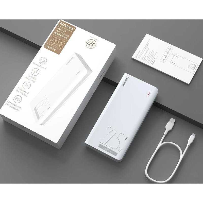 Універсальна мобільна батарея Romoss Sense6F 20000mAh White (PPH80-611-1133H)