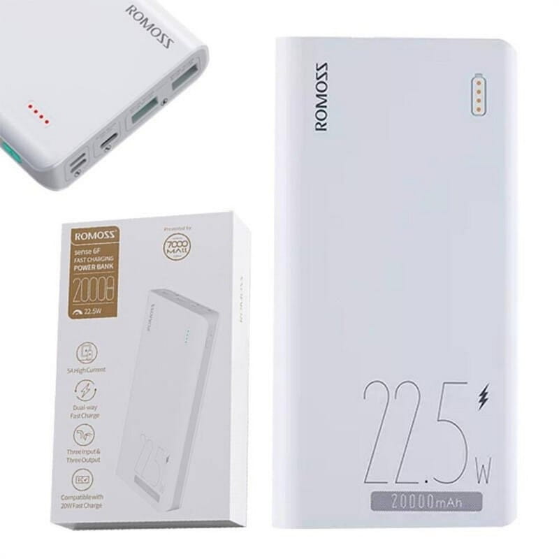 Универсальная мобильная батарея Romoss Sense6F 20000mAh White (PPH80-611-1133H)