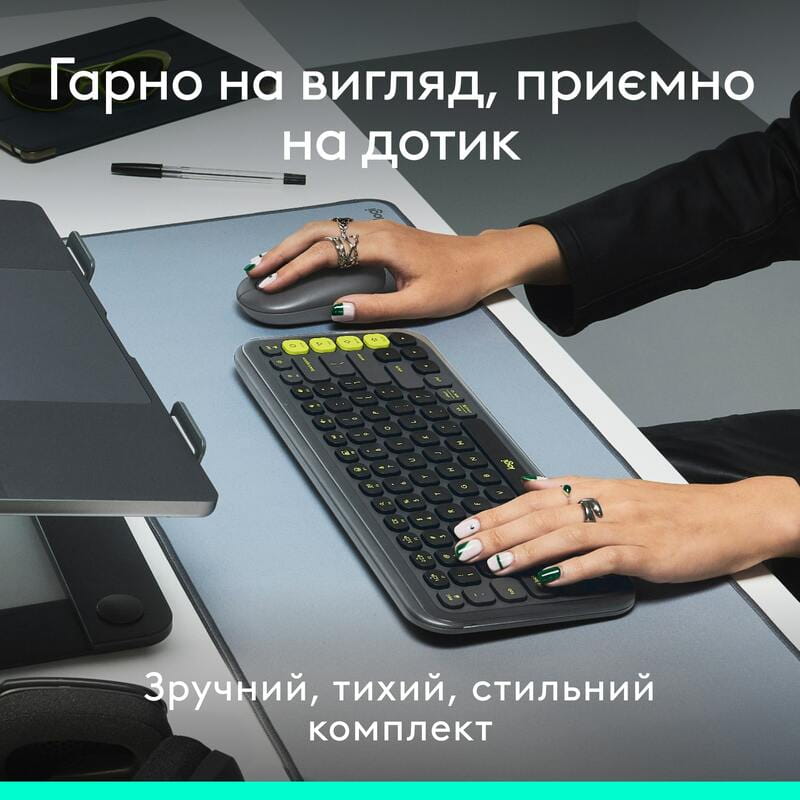 Комплект (клавиатура, мышь) беспроводной Logitech Pop Icon Combo Graphite (920-013156)