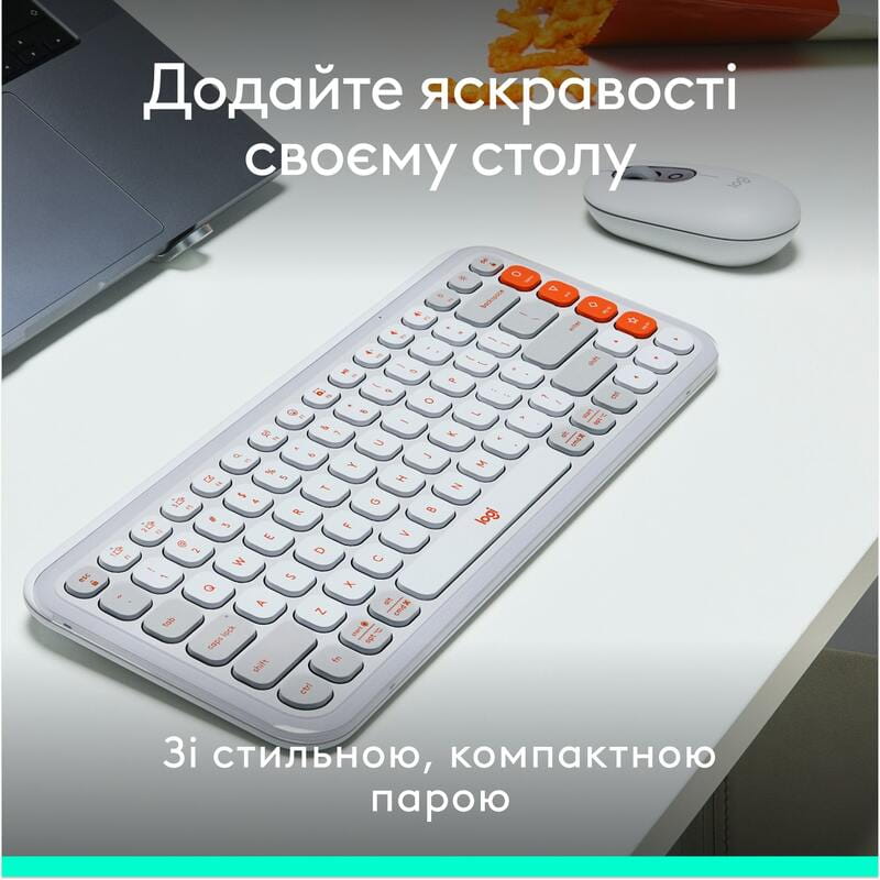 Комплект (клавиатура, мышь) беспроводной Logitech Pop Icon Combo Off White (920-013141)