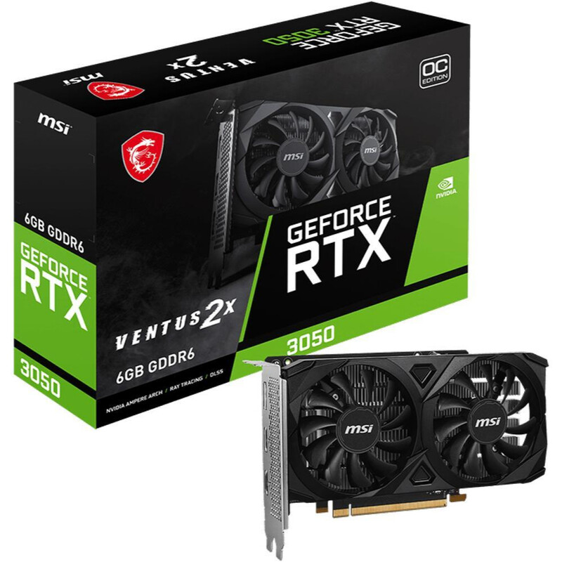 Видеокарта GF RTX 3050 6GB GDDR6 Ventus 2X E 6G OC MSI (GeForce RTX 3050 VENTUS 2X E 6G OC)