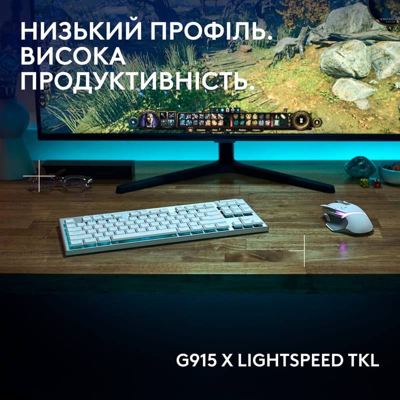 Клавиатура беспроводная Logitech G915 X Lightspeed TKL Wireless Tactile White (920-012737)