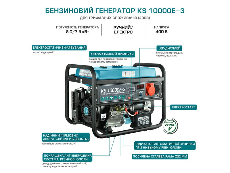 Генератор бензиновый Konner&Sohnen KS 10000E-3