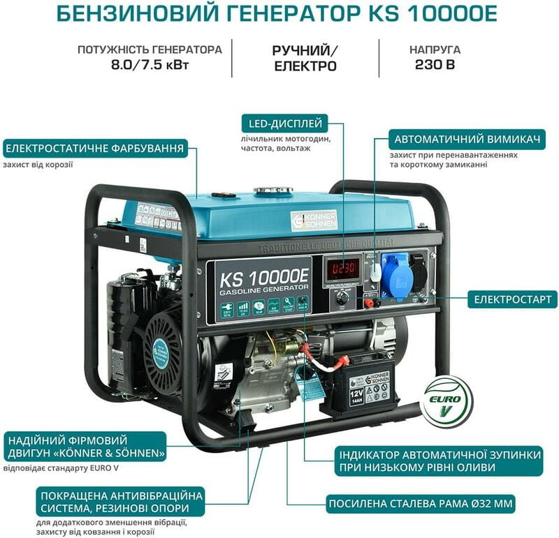 Генератор бензиновый Konner&Sohnen KS 10000E