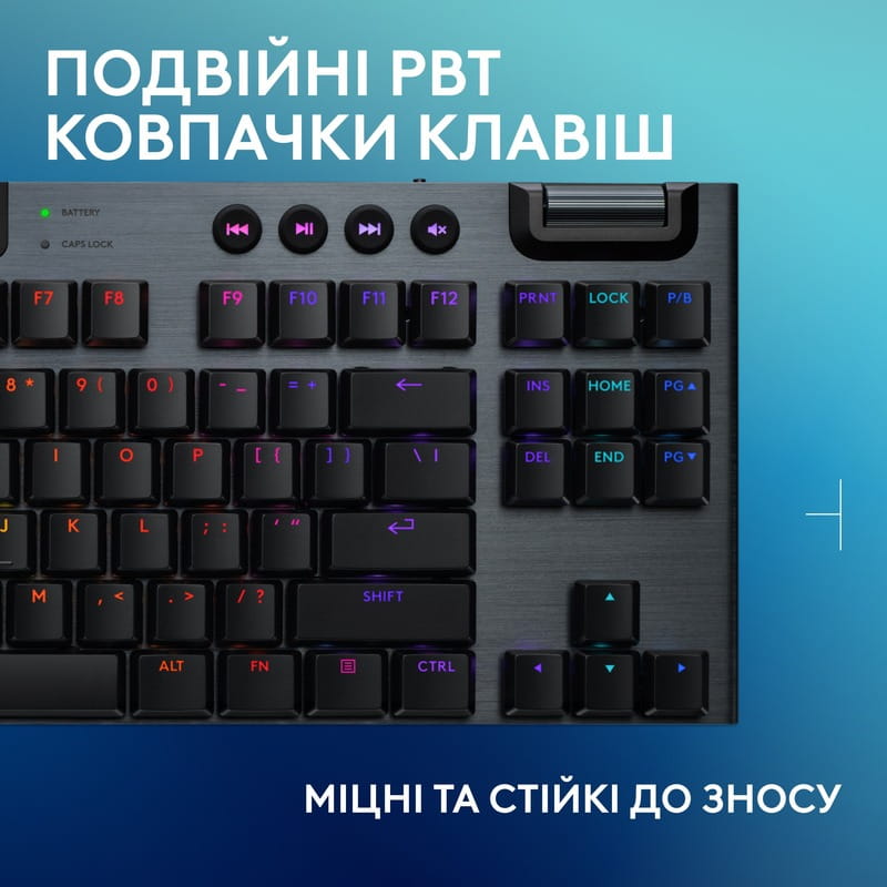 Клавiатура бездротова Logitech G915 X Lightspeed TKL Wireless Tactile Black (920-012721)