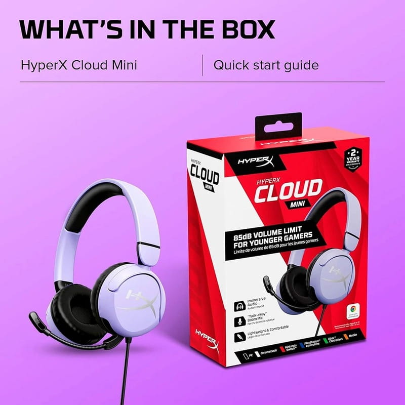 Гарнiтура HyperX Cloud Mini Lavender (7G8F5AA)