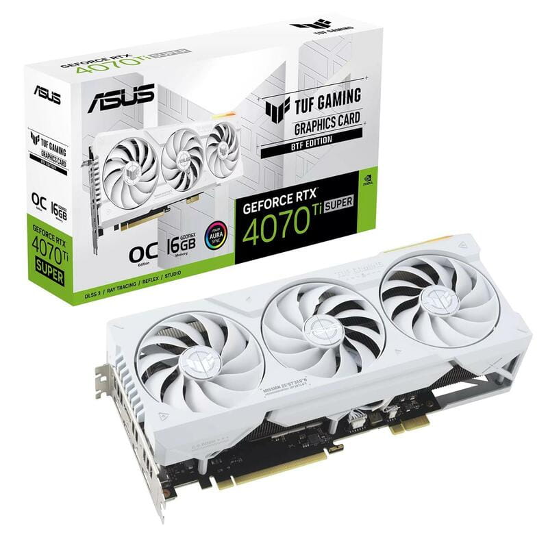 Видеокарта GF RTX 4070 Ti Super 16GB GDDR6X TUF Gaming BTF OC White Asus (TUF-RTX4070TIS-O16G-BTF-WHITE)