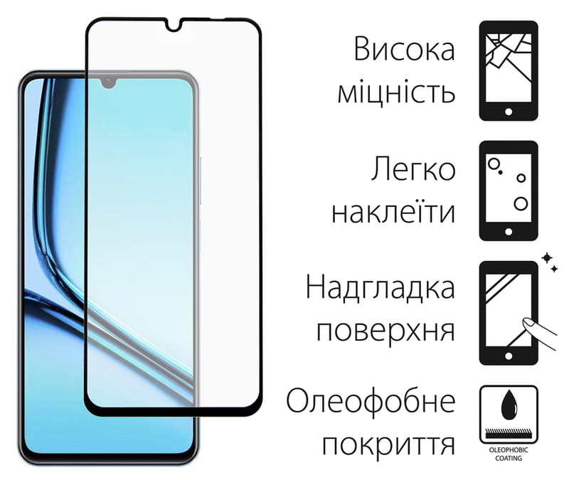 Защитное стекло Dengos для Realme Note 50 Black Full Glue (TGFG-371)