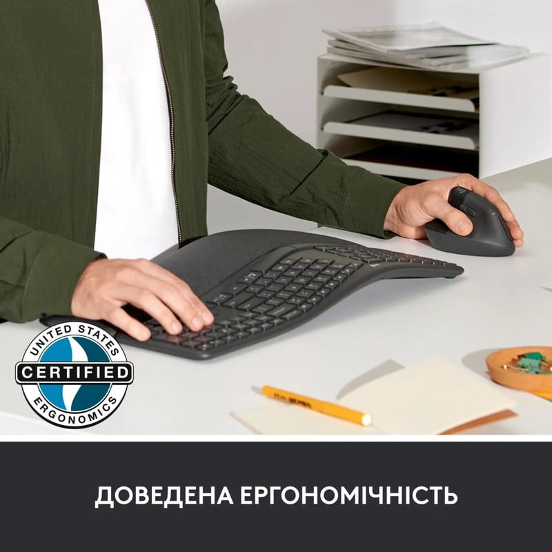Мышь беспроводная Logitech Lift Left Vertical Ergonomic (910-006495) Graphite USB