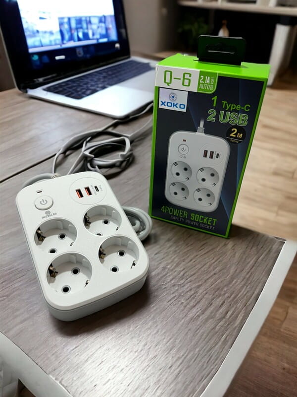 Мережевий фільтр XoKo SP-4-2-1 4 розетки, 3 USB, 2 м White (XK-SP-4-2-1-WH)