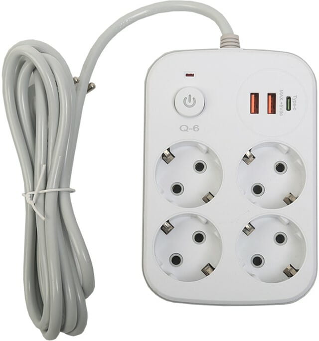 Мережевий фільтр XoKo SP-4-2-1 4 розетки, 3 USB, 2 м White (XK-SP-4-2-1-WH)