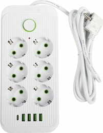 Сетевой фильтр XoKo SP-6-4-1 6 розеток, 5 USB, 2 м White (XК-SP6-4-1-WH)