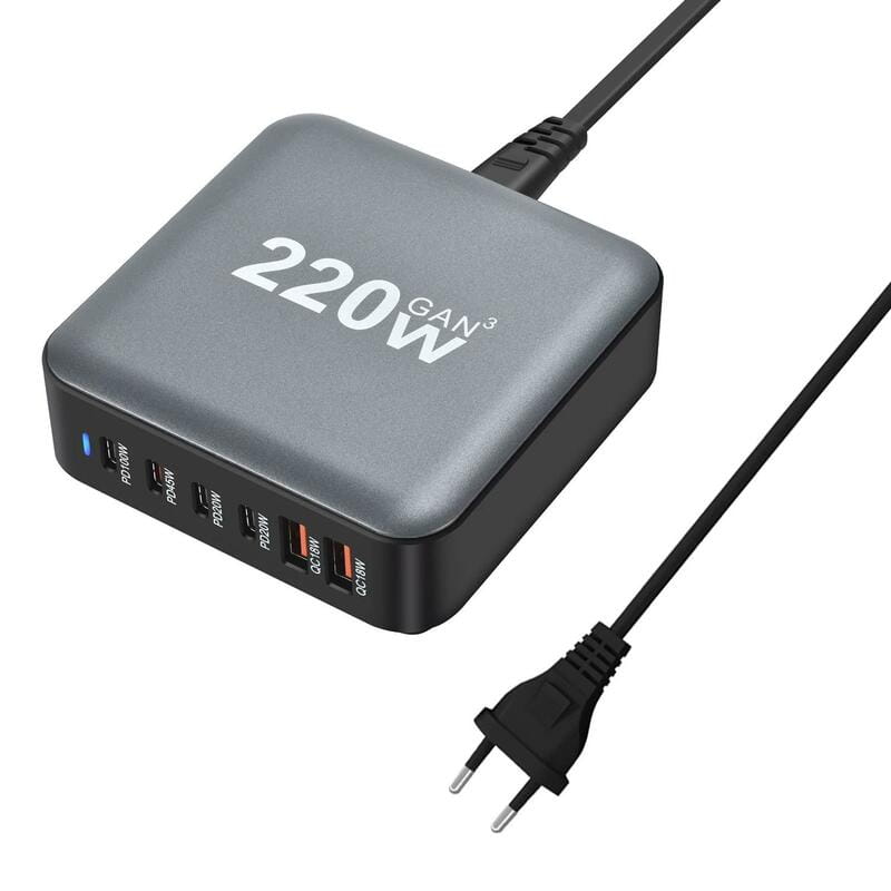 Сетевое зарядное устройство XoKo QC-220 (6USB) Gan3 220W Black (QC-220)