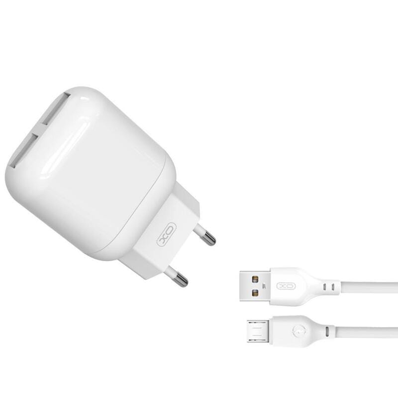 Сетевое зарядное устройство XO L78 (2USBх2.4A) White (L78-M-WH) + кабель microUSB