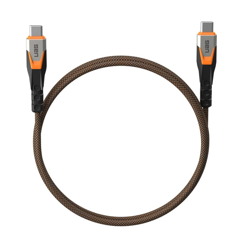 Кабель Urban Armor Gear Rugged Double Braided Nylon USB Type-C - USB Type-C (M/M), 0.75 м, Black/Orange (9B4415114097)