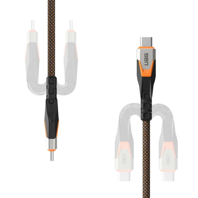 Кабель Urban Armor Gear Rugged Double Braided Nylon USB Type-C - USB Type-C (M/M), 0.75 м, Black/Orange (9B4415114097)