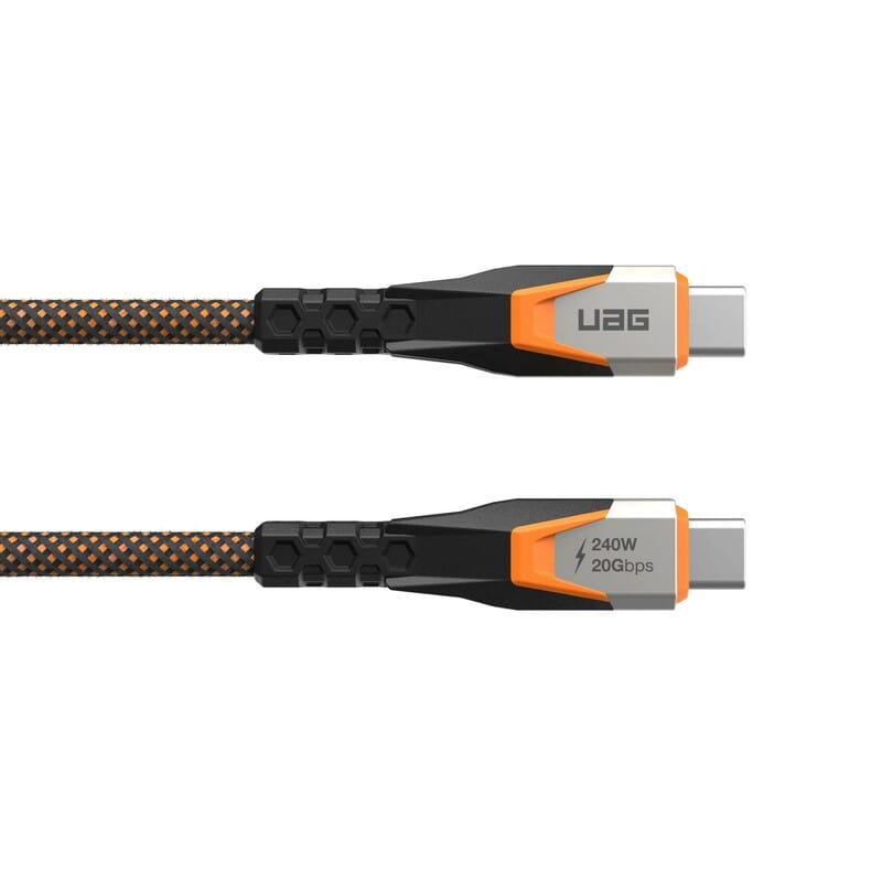 Кабель Urban Armor Gear Rugged Double Braided Nylon USB Type-C - USB Type-C (M/M), 0.75 м, Black/Orange (9B4415114097)