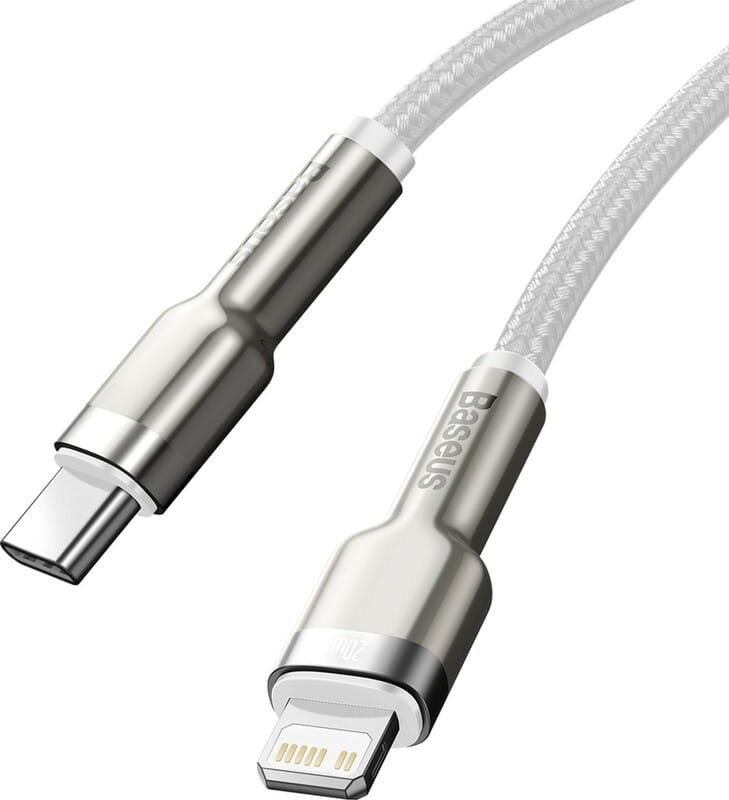 Кабель Baseus Cafule Metal USB-C-Lightning, 1м White (6953156202078)